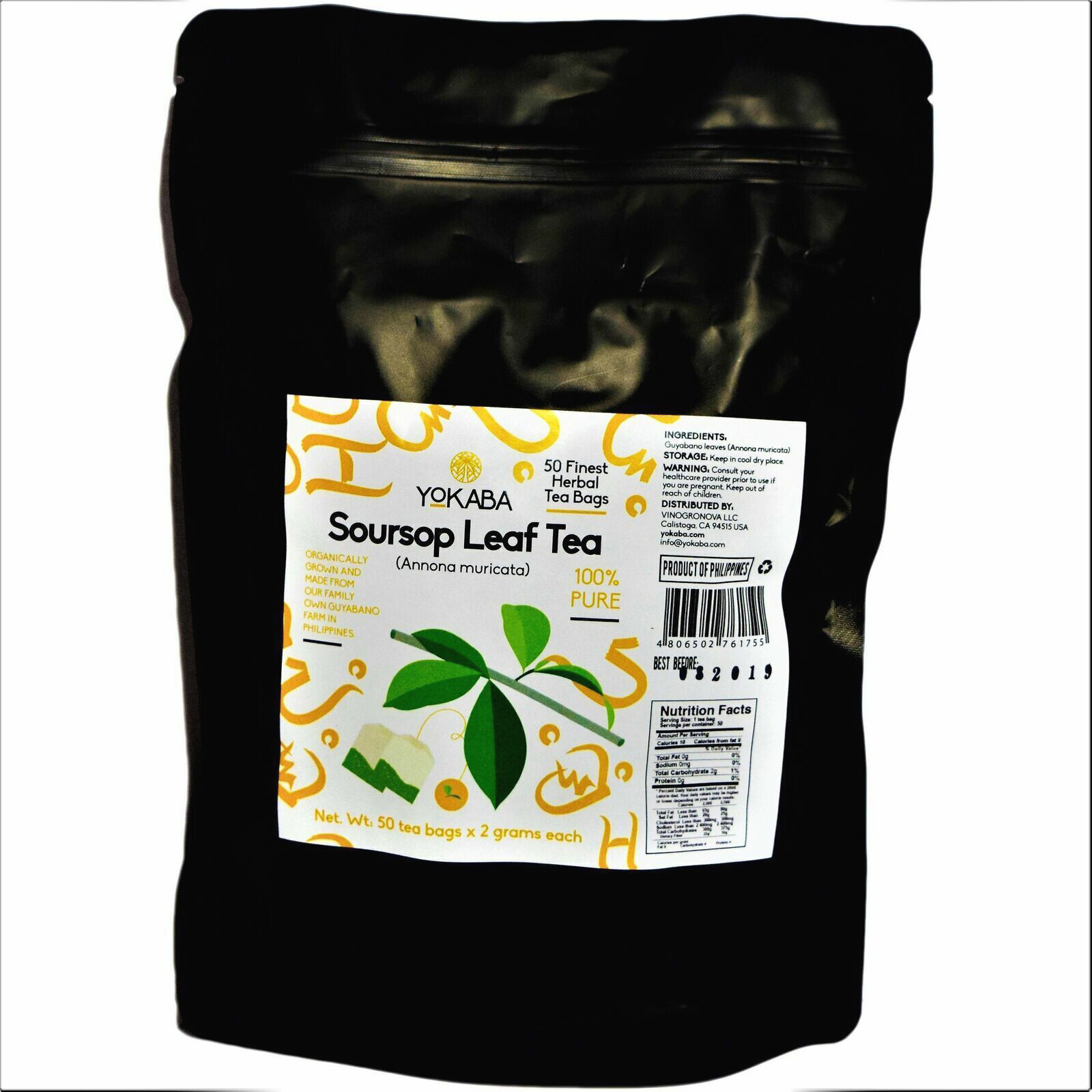 Soursop Graviola 100 TEA BAGS Pure Leaf Tea by YOKABA – Annona Muricata