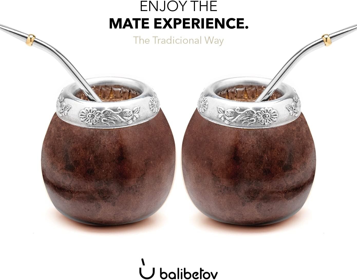 Artisan Yerba Mate Gourd Set – Two Natural Cups with Bombilla for Rich Tradition