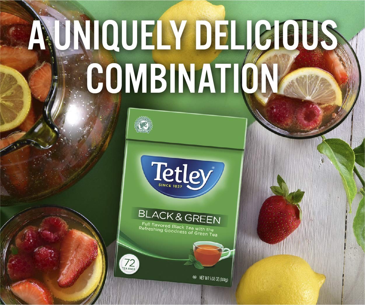 Tetley Teabags, Black and Green, 72 Teabags (Packaging may vary)