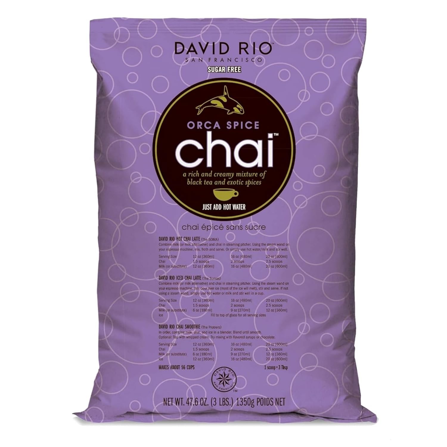 Orca Spice Reduced Calorie Chai Tea Latte Mix, 47.6 Oz, Black Tea, Organic…