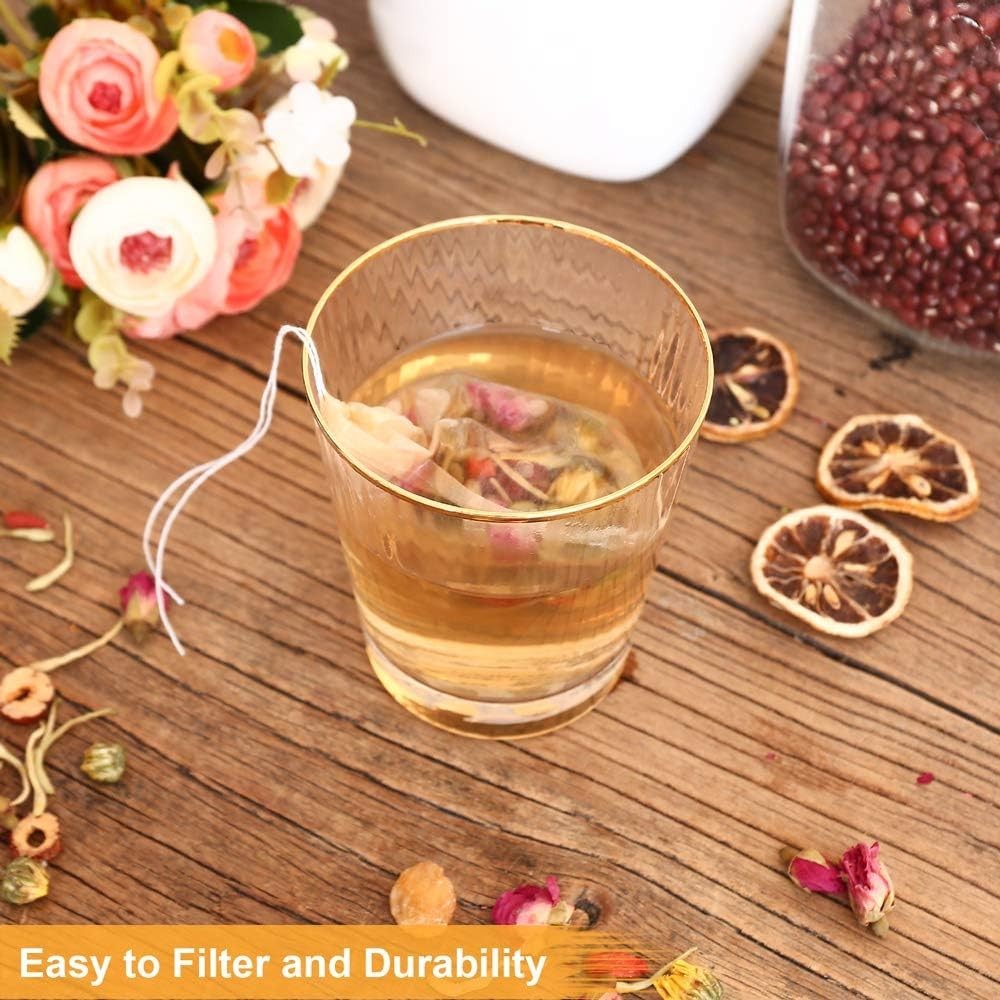 100PCS Tea Filter Bags, Disposable Tea Bags for Loose Leaf Tea, Drawstring Em…