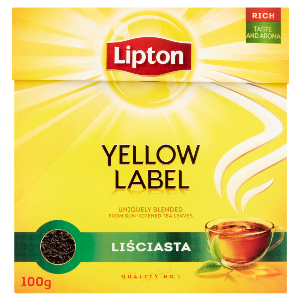 LIPTON YELLOW LABEL LEAF – 100G – QUALITY no. 1 – BLENDED BLACK TEA SUN-RIPENED