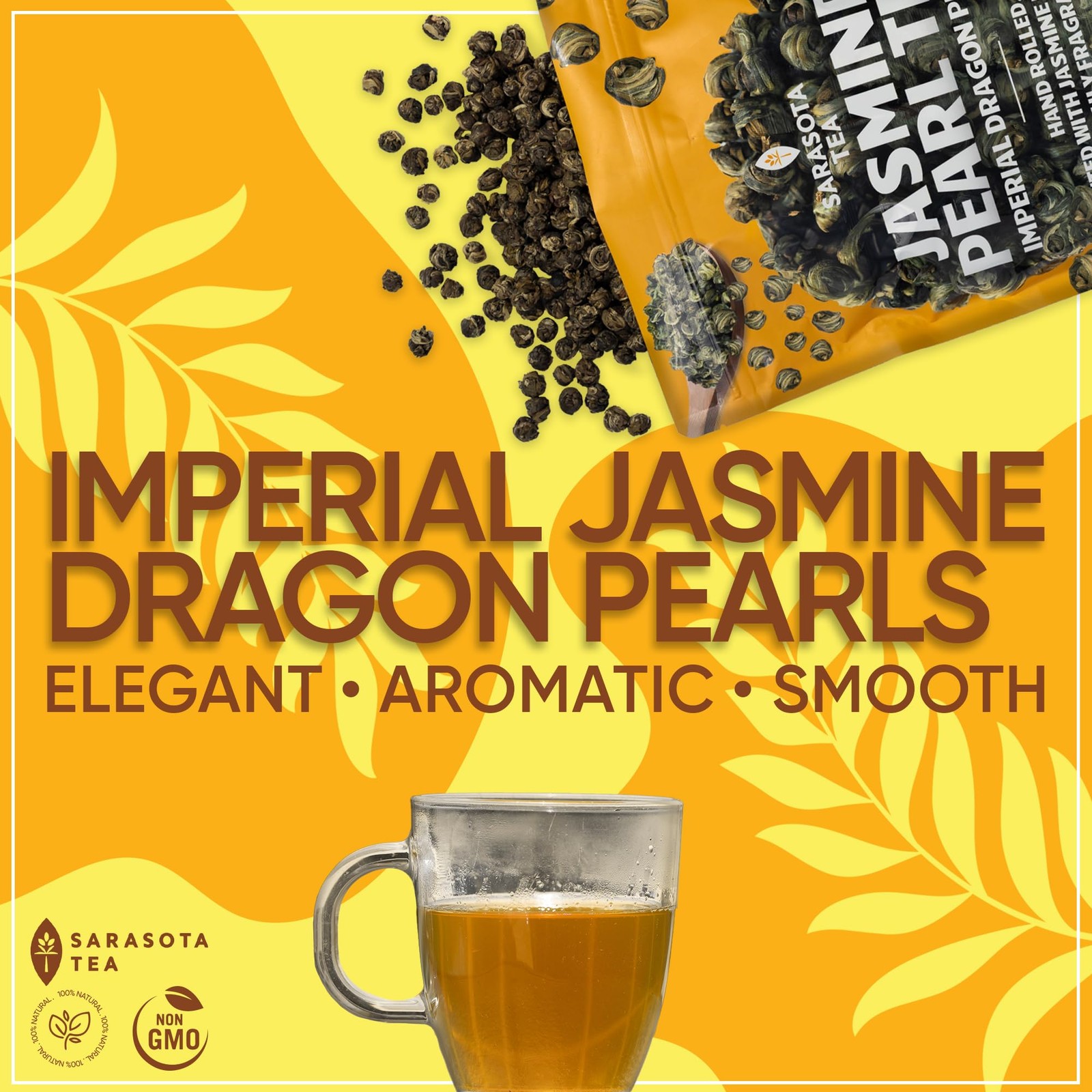 Organic Jasmine Pearls Loose Leaf Tea | Hand-Rolled Green Tea Scented with Ja…