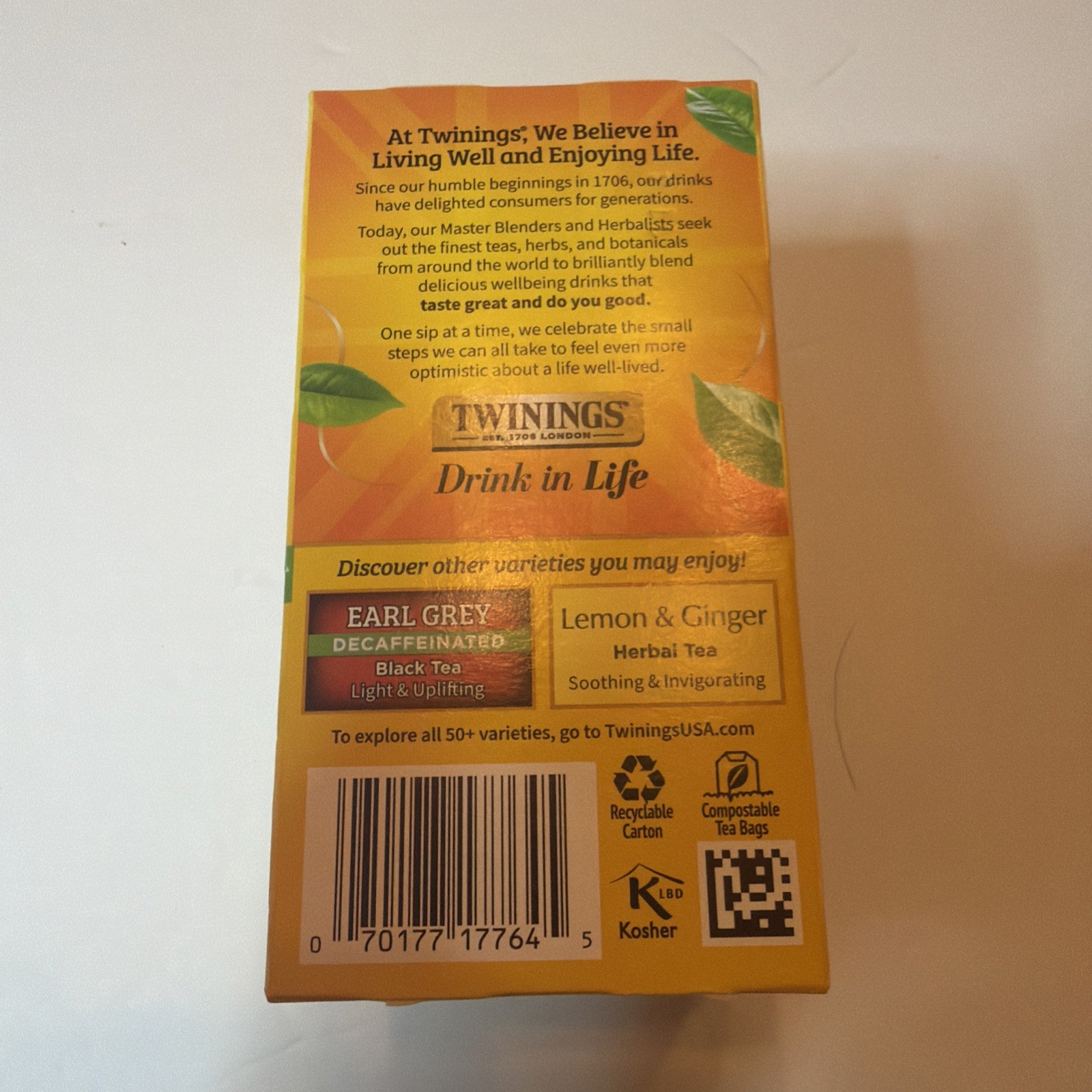 Black Tea Decaffeinated Lady Grey 20 Bags (Case of 6) 10/1/28