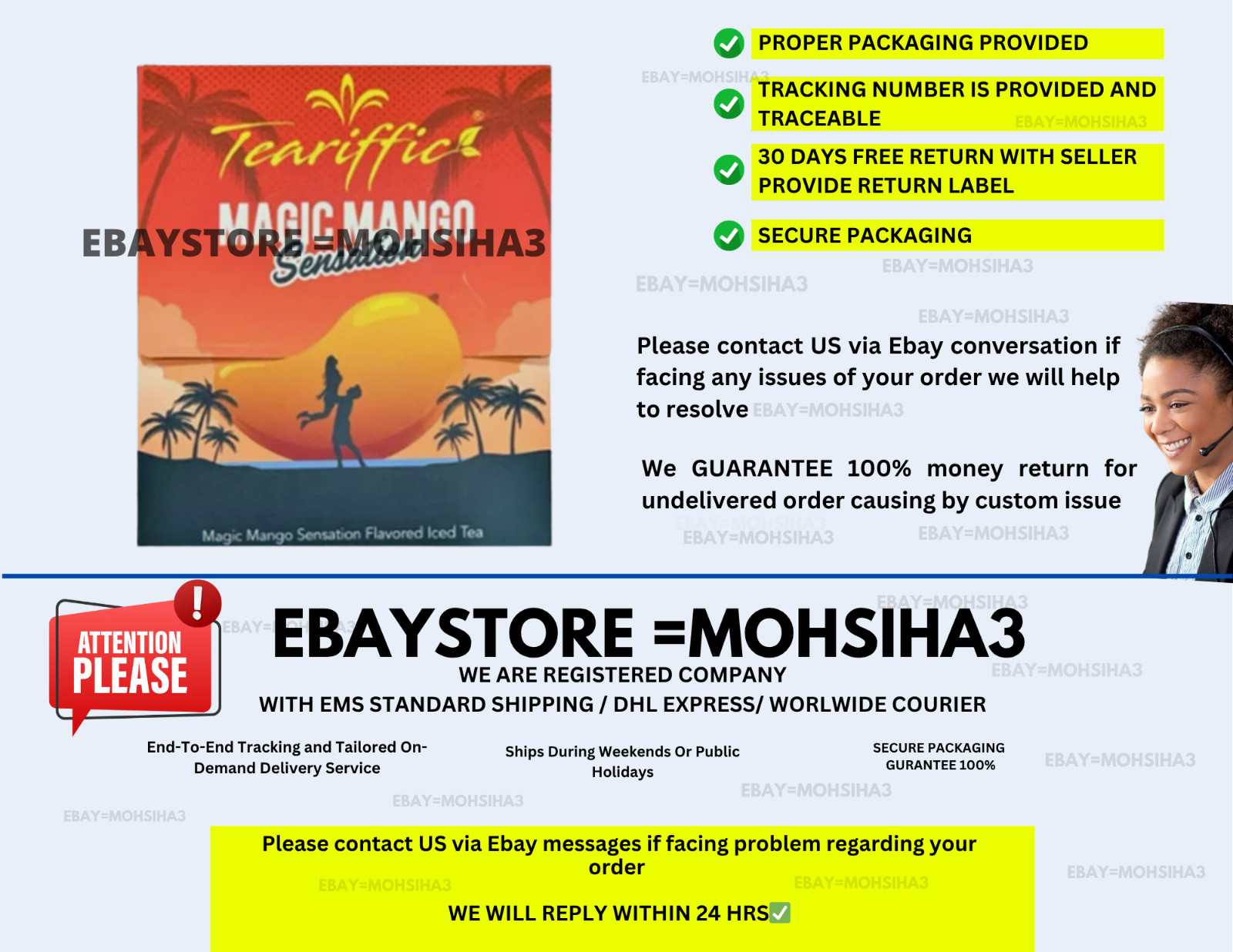 Teariffic Magic Mango Sensation Sexual Men Herb Energy Coffee 2 Box (24 Sachets)