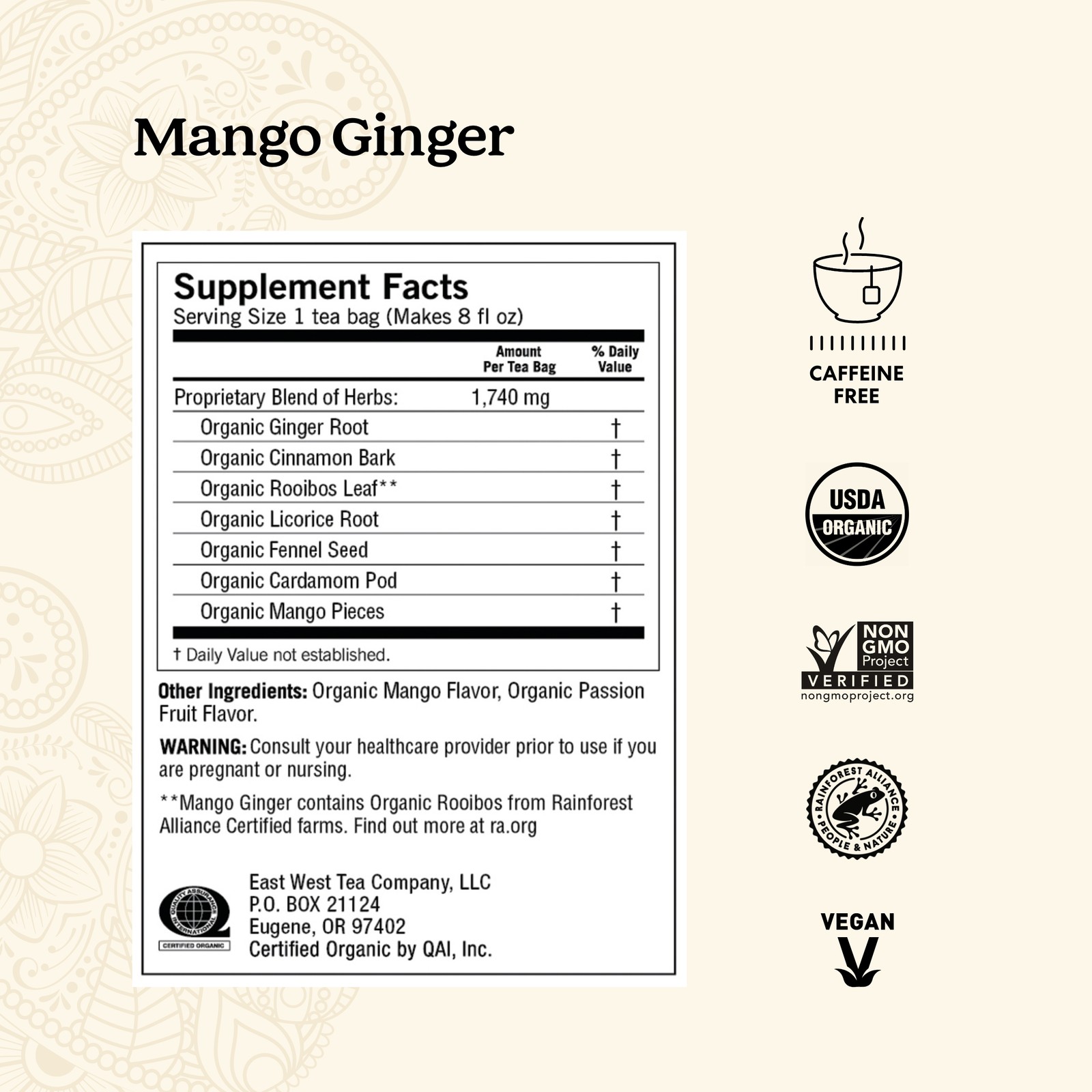Yogi Tea – Mango Ginger Tea (4 Pack) Caffeine Free – 64 Organic Herbal Tea Bags