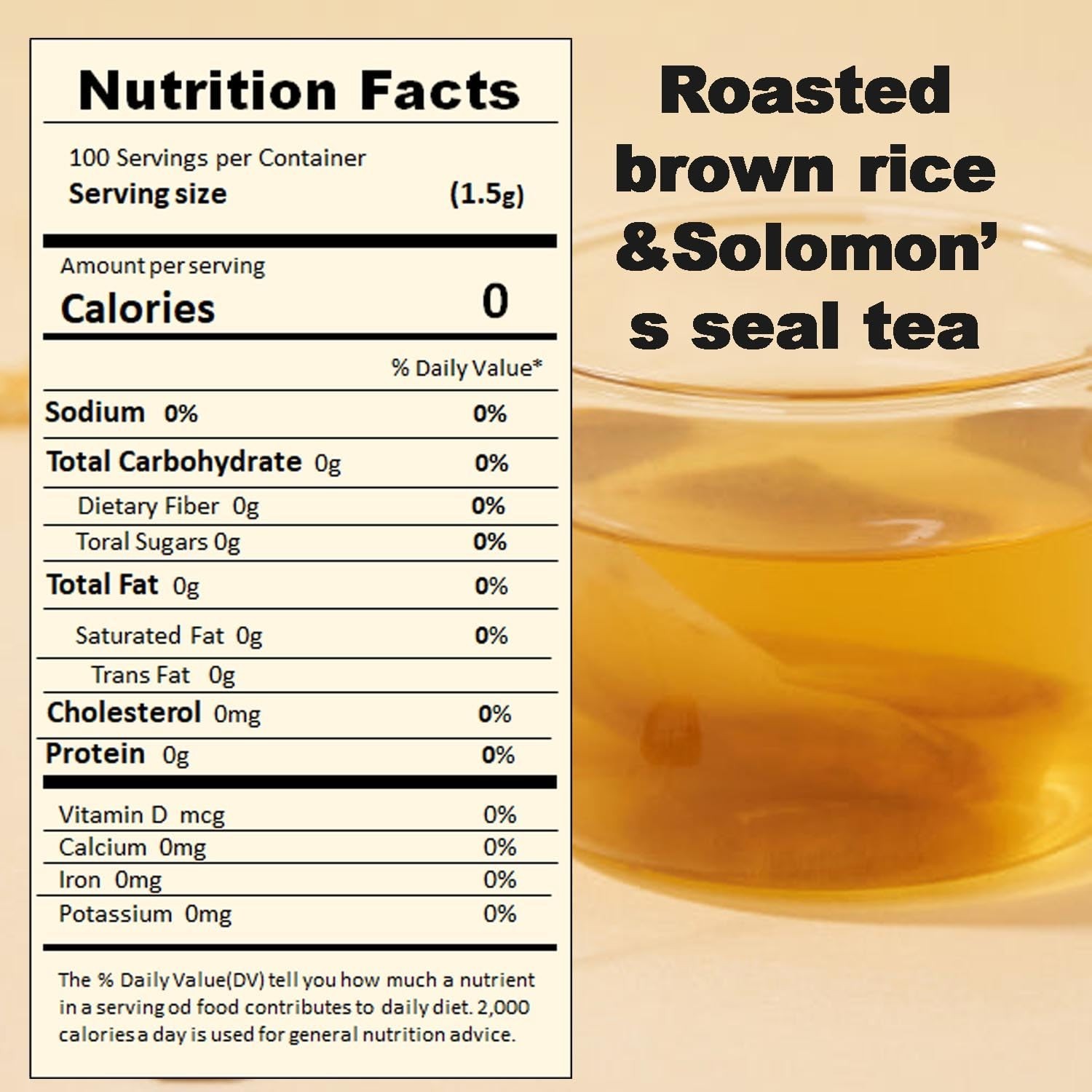 Korean Toasted Rice & Solomon’s Seal Tea – Rich Nutty Herbal Blend – 100 Tea Bag
