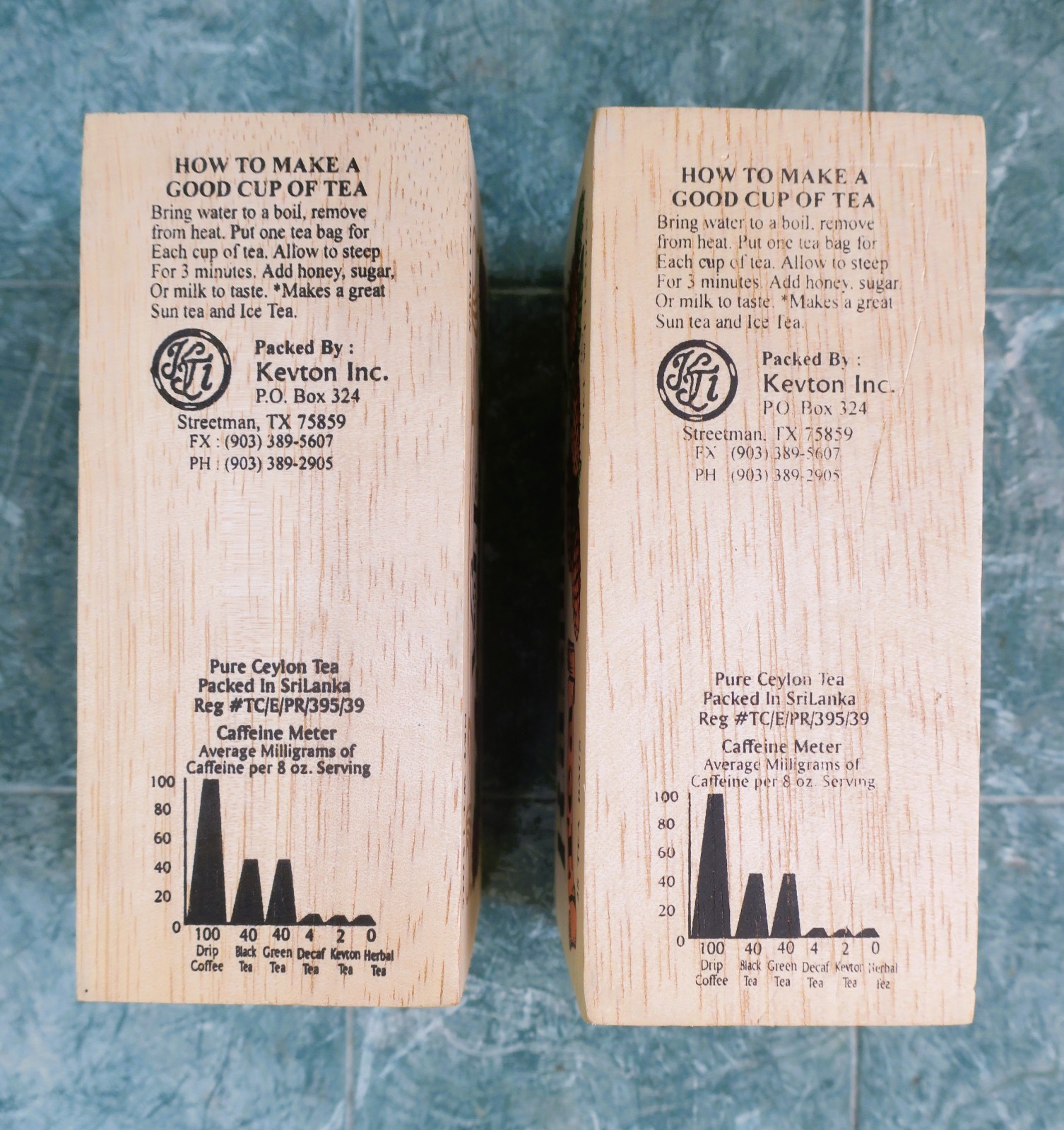 Two (2) KEVTON CEYLON TEA Wood Boxes
