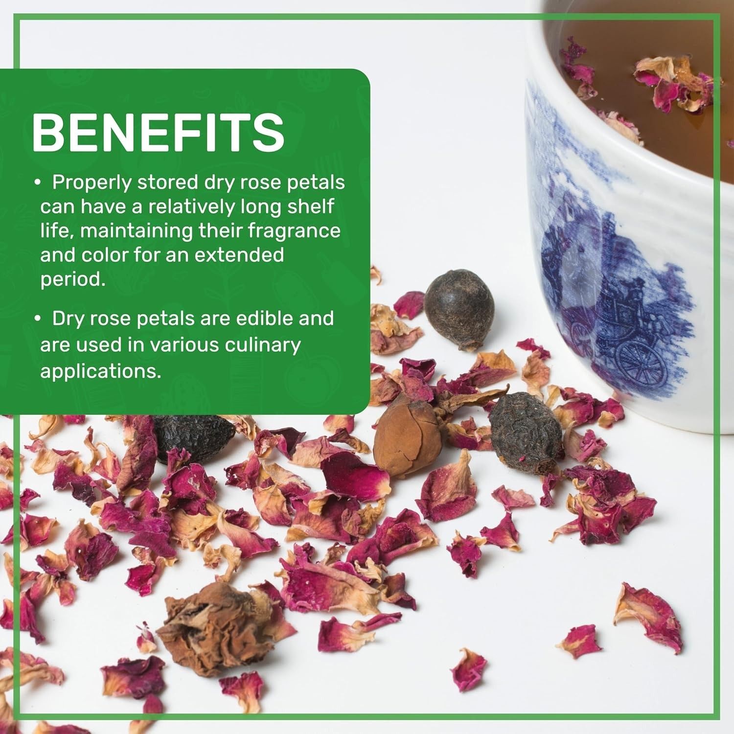 Jiva USDA Organic Dried Red Rose Petals 6 Oz 170g Large Bag – Food Grade, Edi…