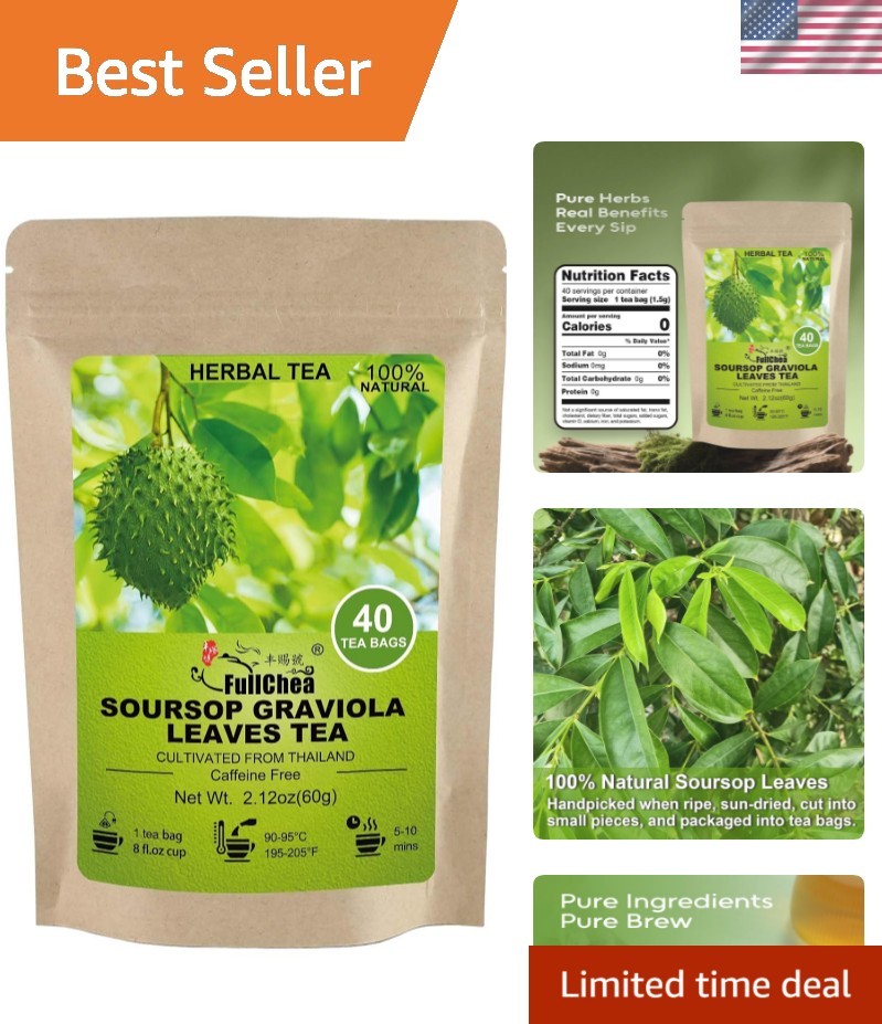 Soursop Leaves Tea Bags, 40 Teabags – Soursop Graviola Leaves – Hojas De Gua…