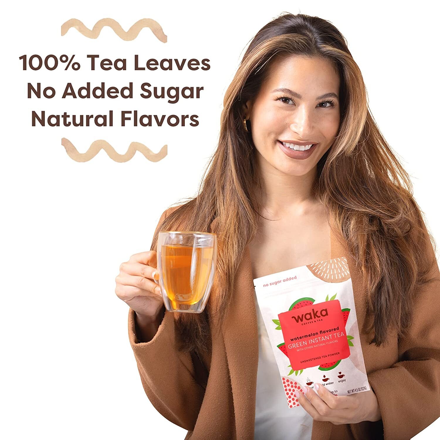 Waka Quality Instant Tea — No Sugar Added & Unsweetened Watermelon Flavored Gree