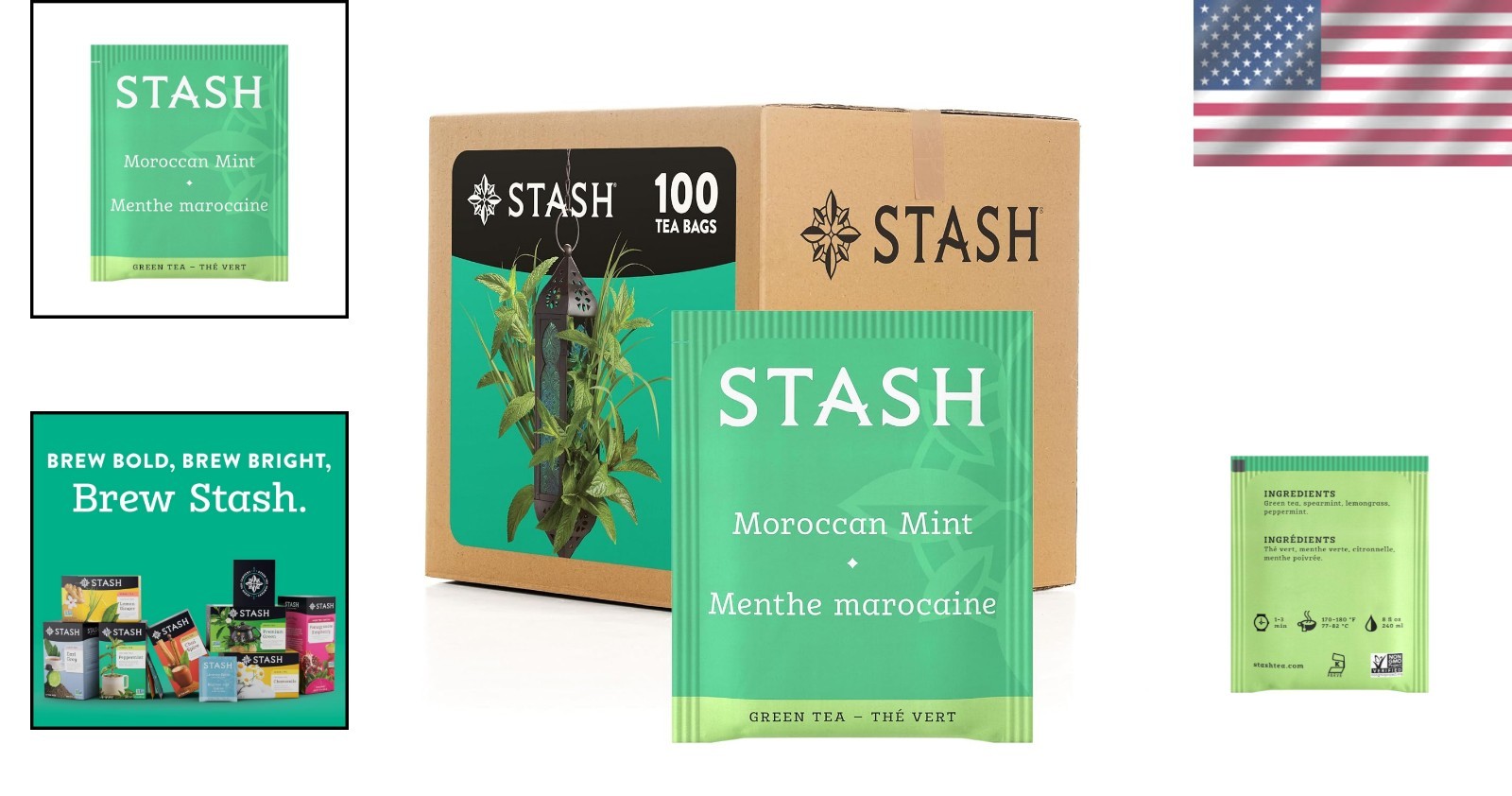 Elevate Your Tea Time: 100 Count Moroccan Mint Green Tea Bags, Kosher & Natural