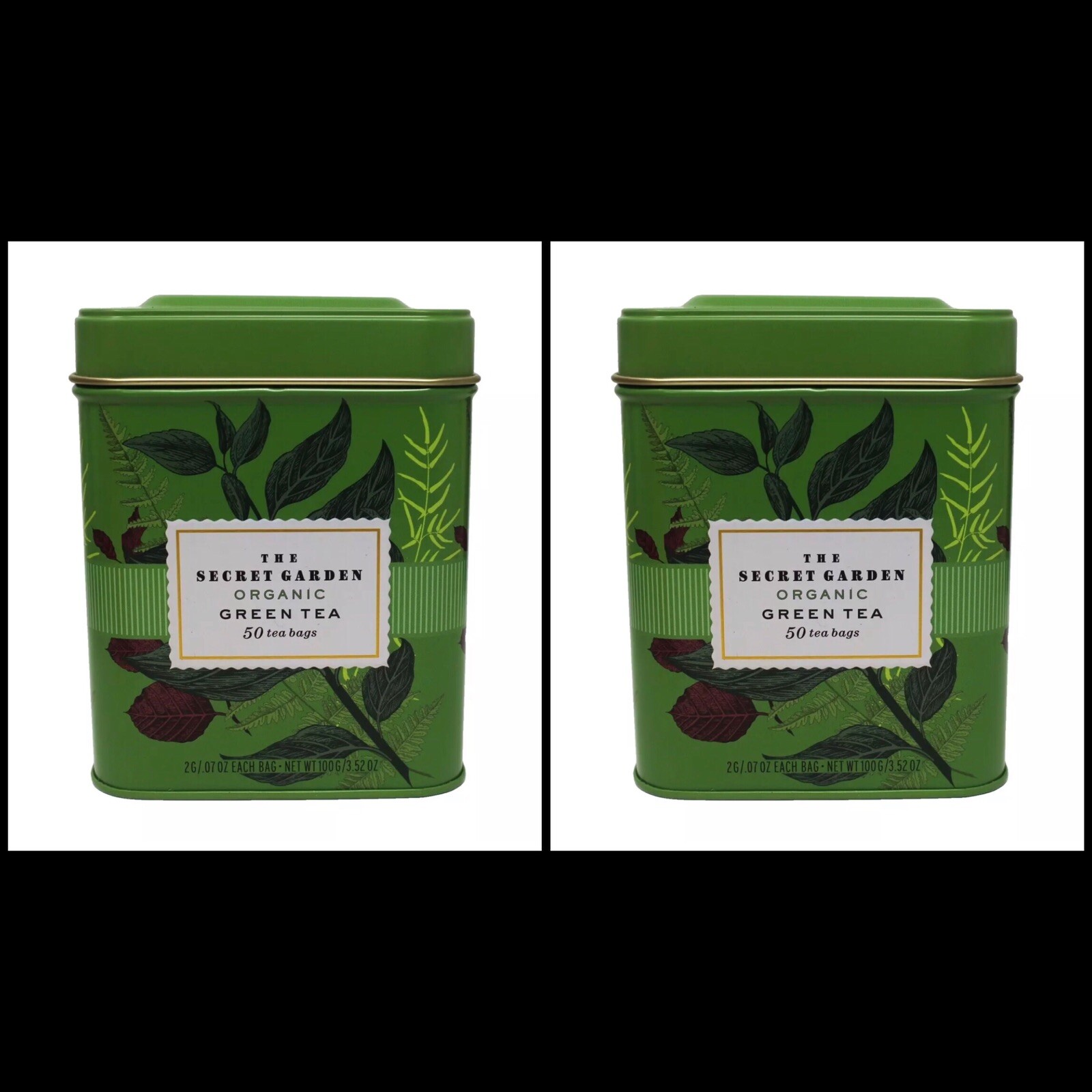 2 Box Secret Garden Organic Green Tea Total 100 Bags NWT 100g Each Box NOT 75g