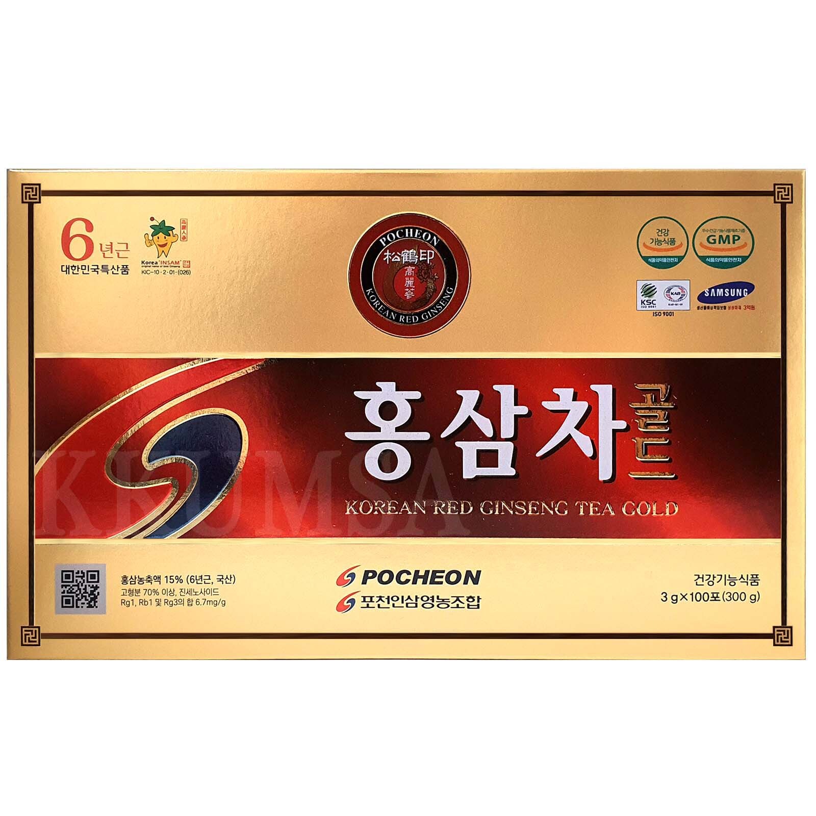 6 year Korean Red Ginseng Tea Gold 200T (3g x 100T x 2 box) Ginsenoside 6.7mg/g