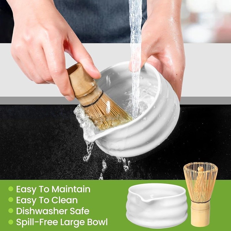 Matcha Whisk Set Bowl Scoop Strainer Cloth Holder Japanese Tea Ceremony New