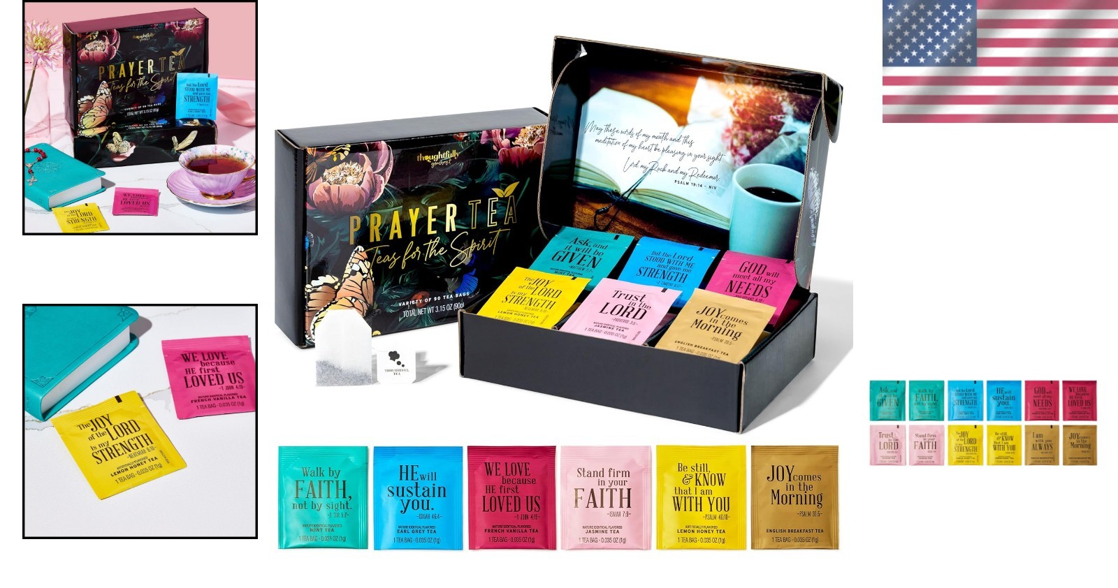 Deluxe 90 Count Tea Affirmations Set – Enjoy 6 Flavors with Bible Inspiration