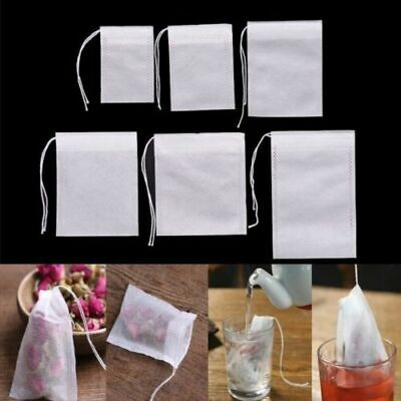 5/50 Pcs Disposable Tea Bags Filter Bags for Tea Infuser with String Heal Seal F
