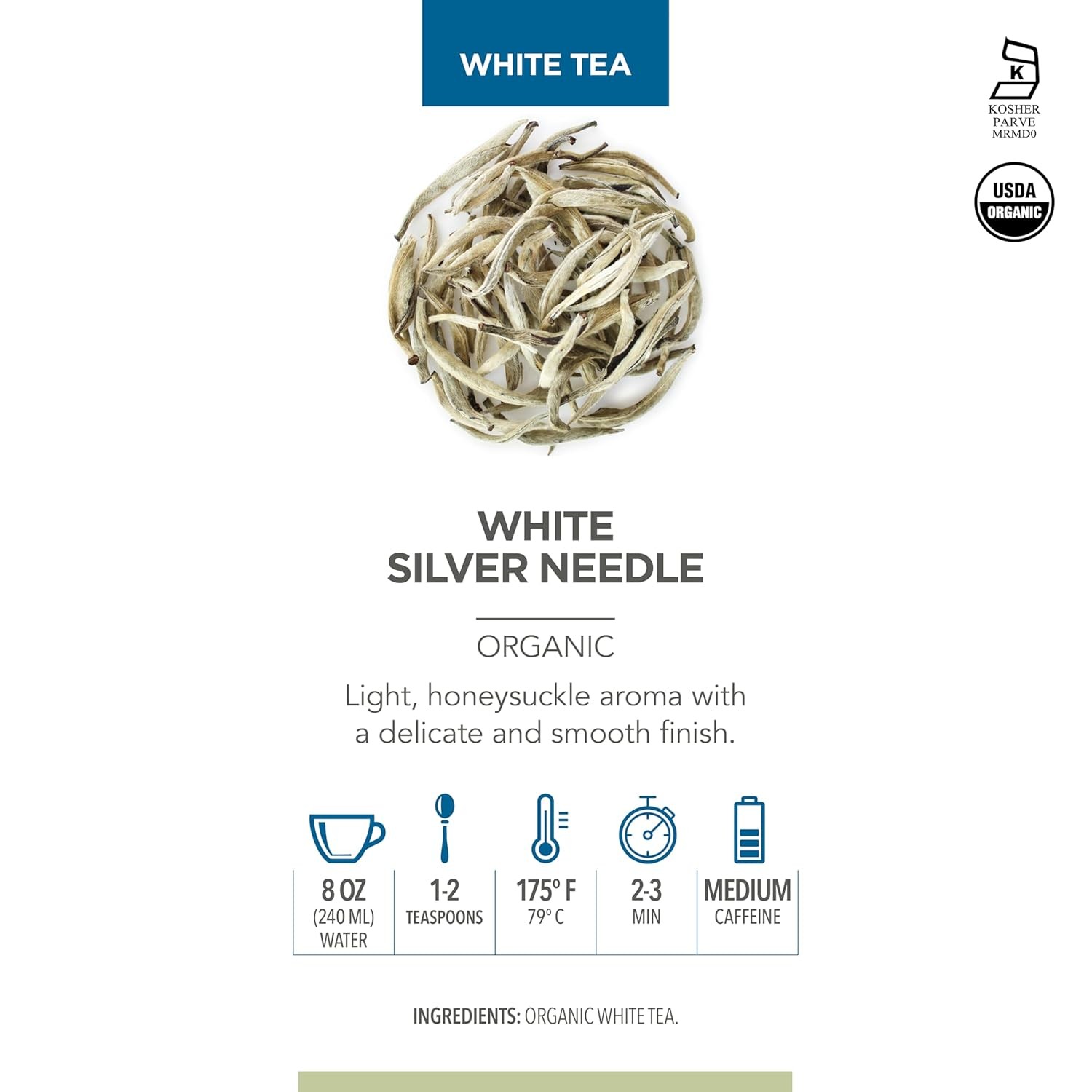 USDA Organic White Silver Needle Loose Leaf Tea Rare Organic White Tea
