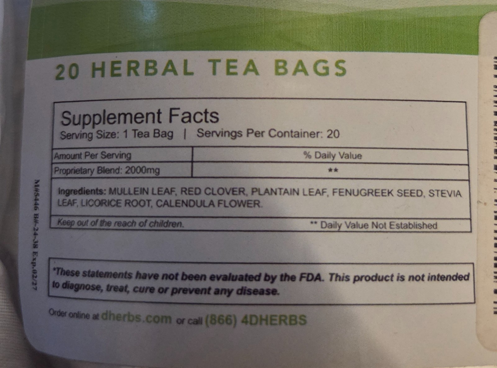Dherbs Mucus Tea, 40 Grams