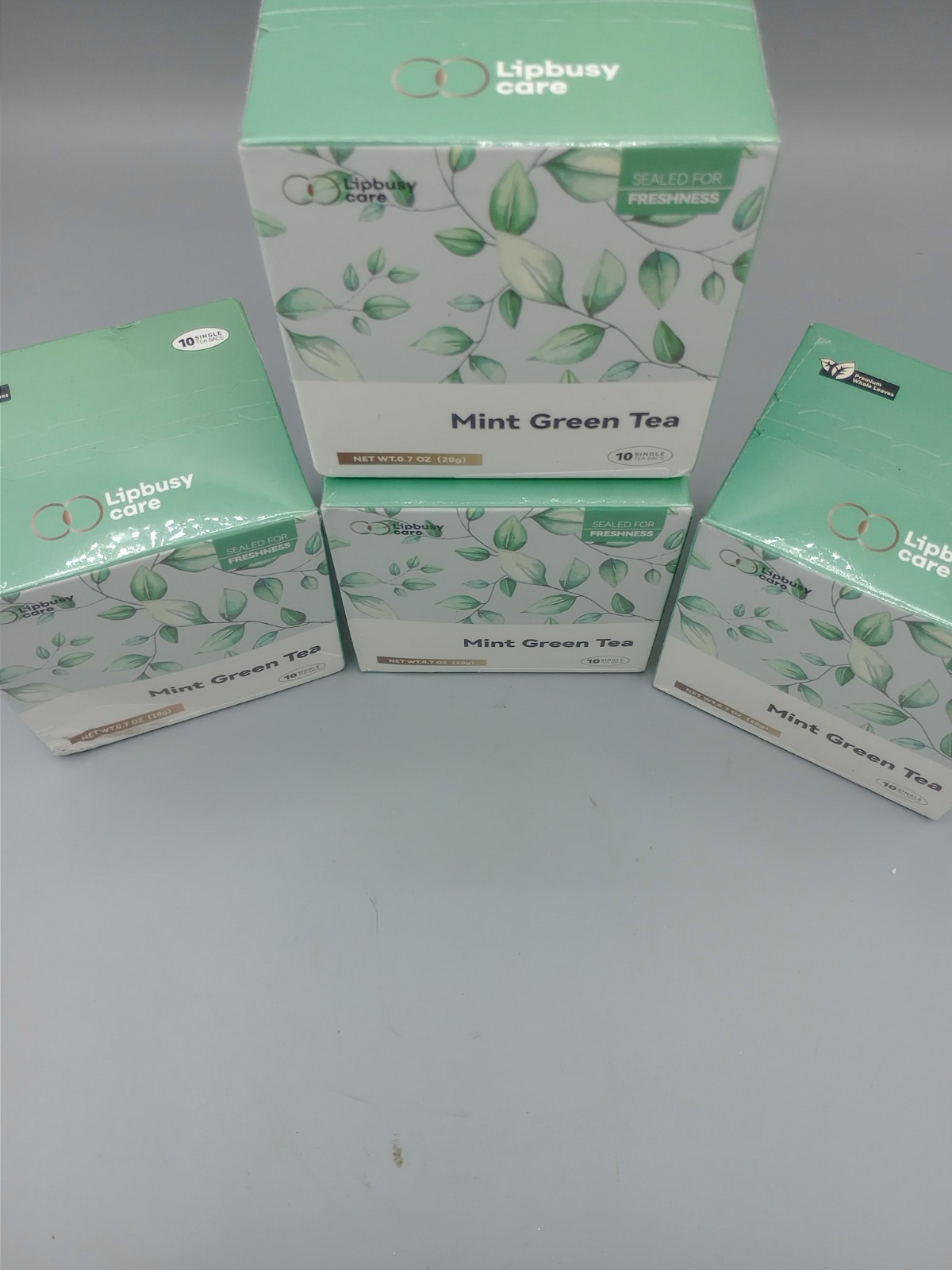 Lot of 4 – Lipbusy Care Organic Mint Green Tea Bags 10 x 4 Boxes = 40 Count