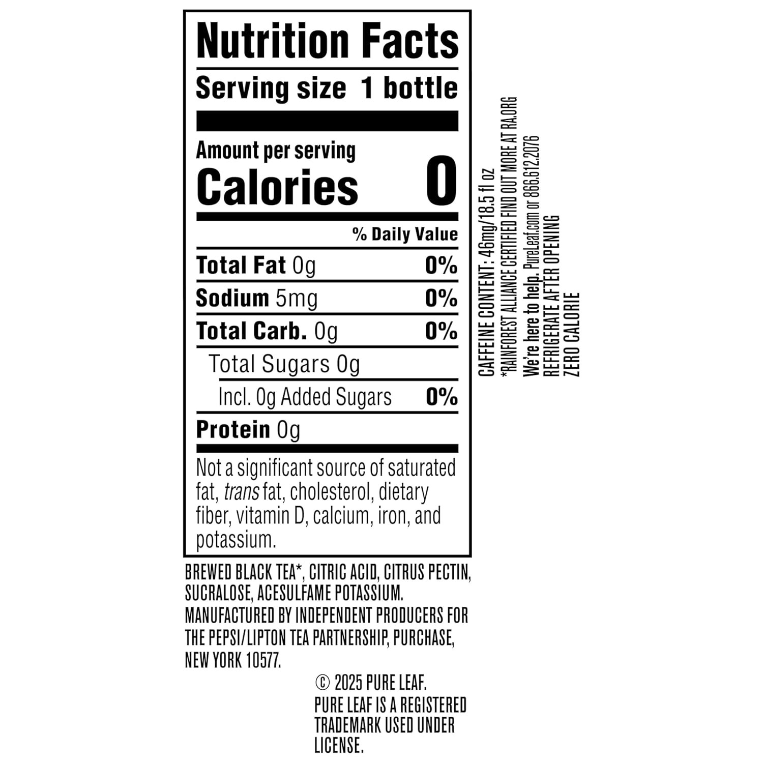 Iced Tea, Zero Sugar Sweet Tea, 18.5 Fl Oz Bottles (Pack of 12)