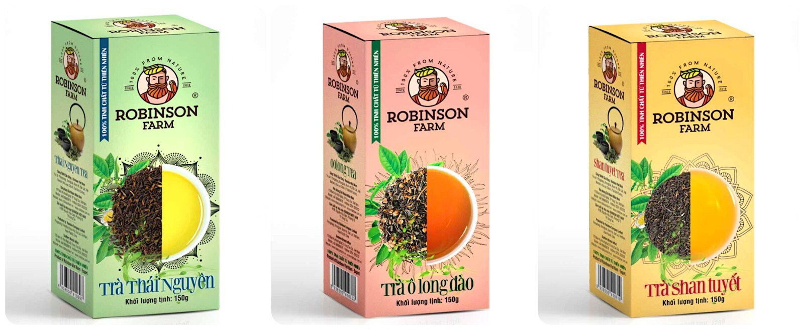 Robinson Farm Tea Box With Oolong Peach, Shan Tuyet, Thai Nguyen Tea Flavours