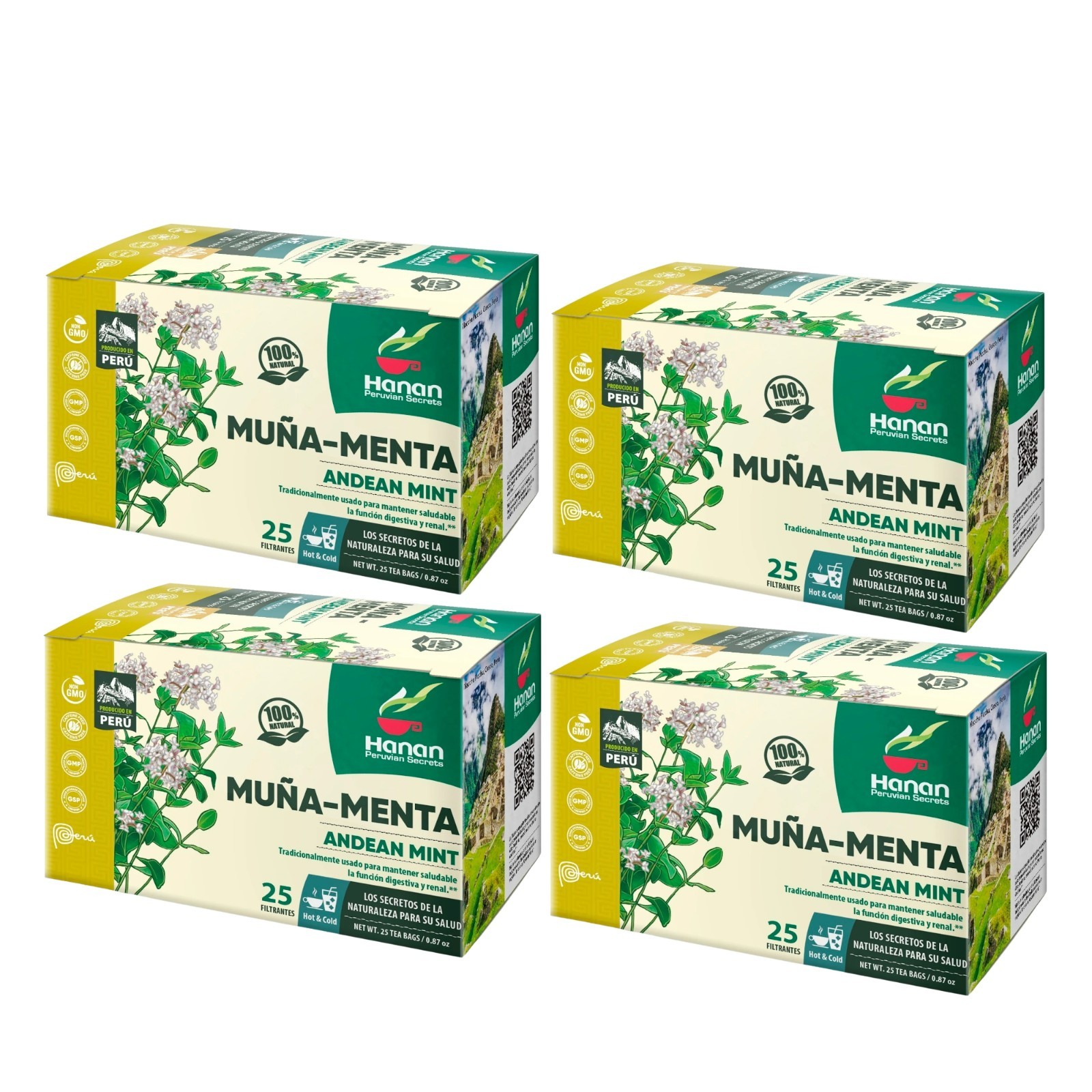 Andean Mint Tea Te de Muña 100 Tea Bags – 100% All Natural Wild Muna Leaves Peru