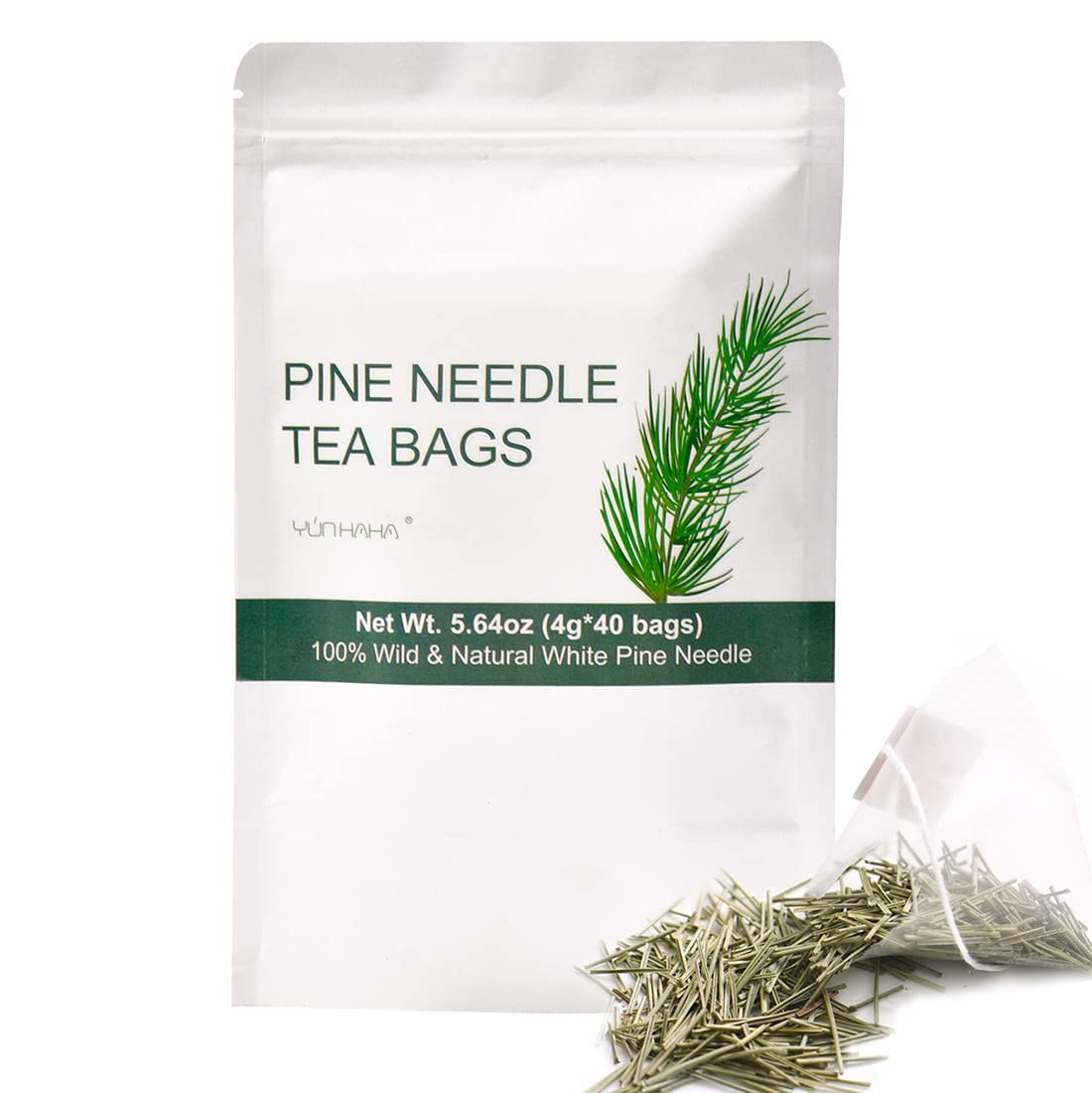 Wild Dried White Pine Needle Tea- 40 bags, 4g/bag- 100% Natural Pure Pine Nee…