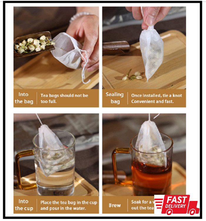 200Pcs Disposable Tea Bags for Loose Leaf Tea, Tea Filter Bags with Free Tea Spo