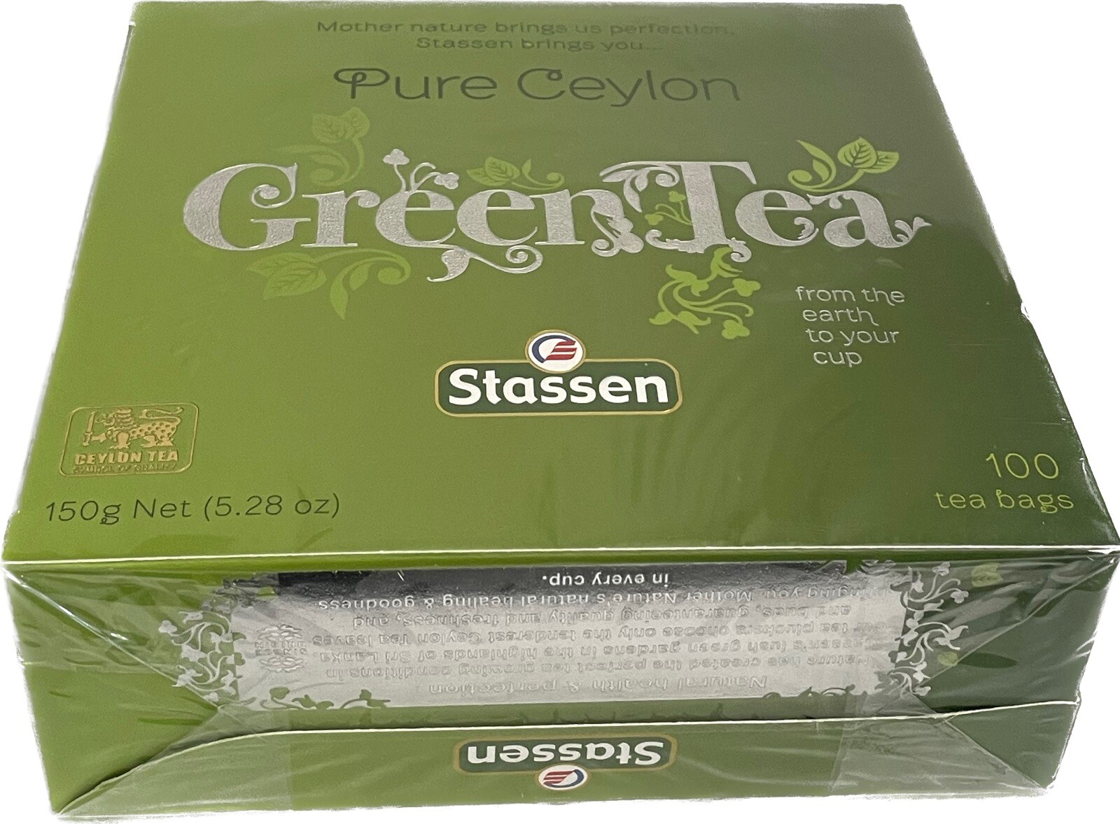 5.28oz Stassen Pure Ceylon Green Tea, 100 Teabags