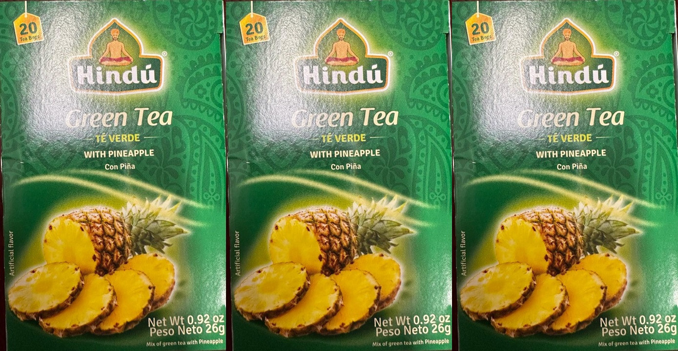 Hindu Green Tea with Pineapple Flavor 20 Pack of 3-total 60 bags detox