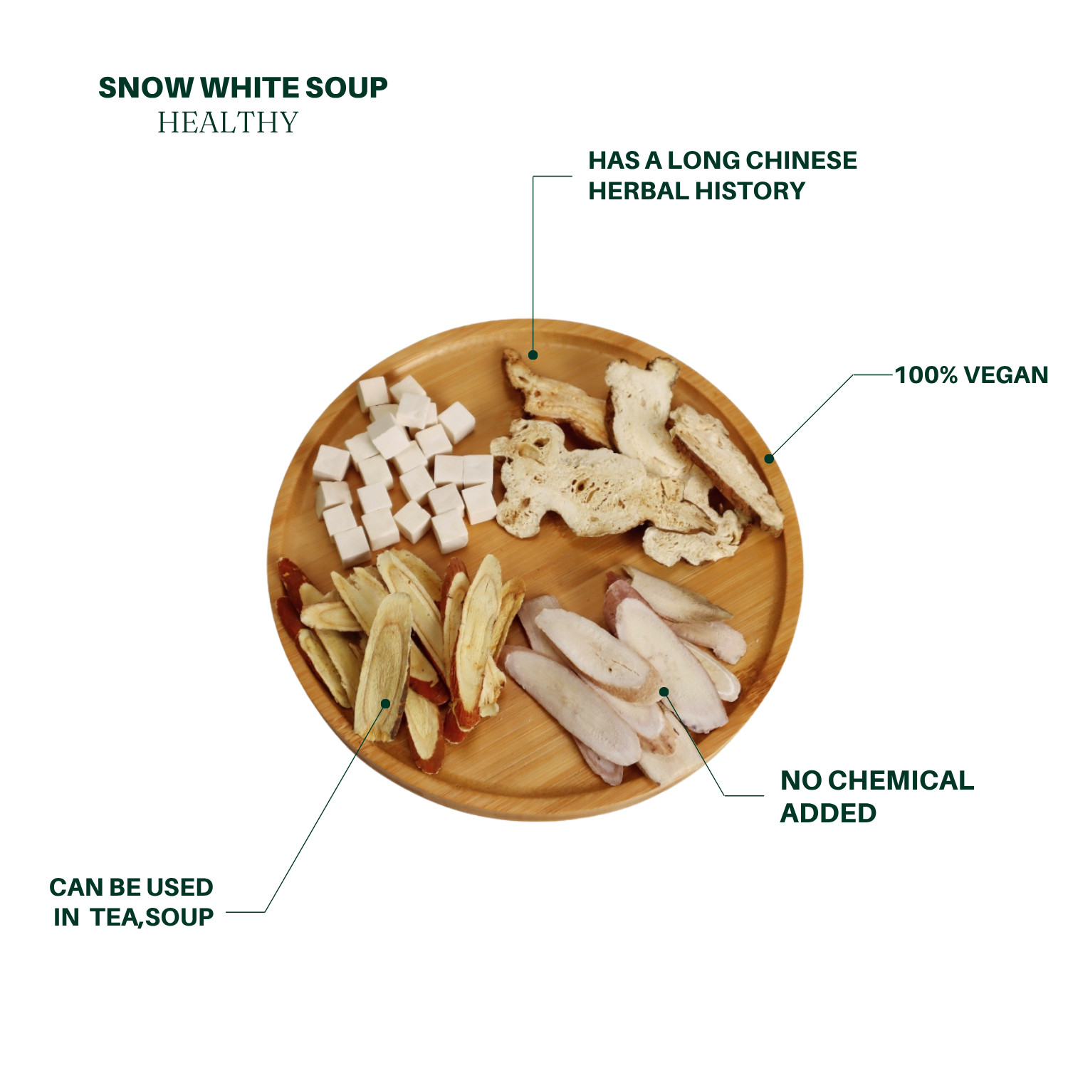 Snow white soup/tea bag, Chinese herbal soup, 5 small pack/1 bag, 5 serving 三白汤