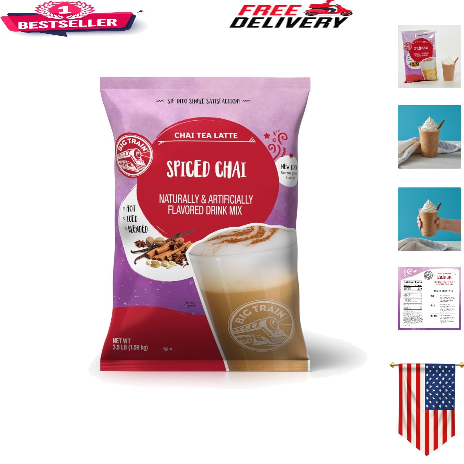 56 Ounce Spiced Chai Tea Mix – Instant Creamy Latte Delight for All Ages