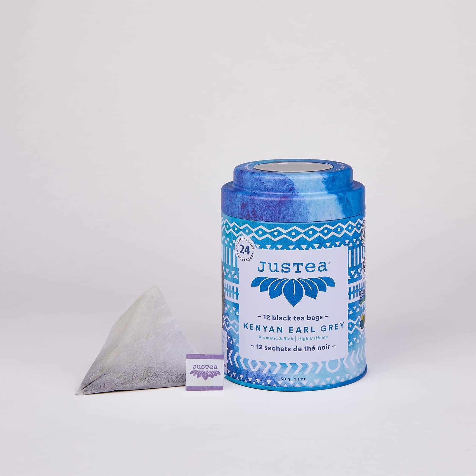 Kenyan Earl Grey Pyramid Compostable Black Tea Bags 12+ Cups High Caffeine