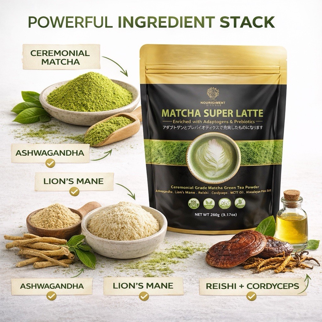 Organic SuperFood Matcha Super Latte Powder Ceremonial Grade 2 Packs