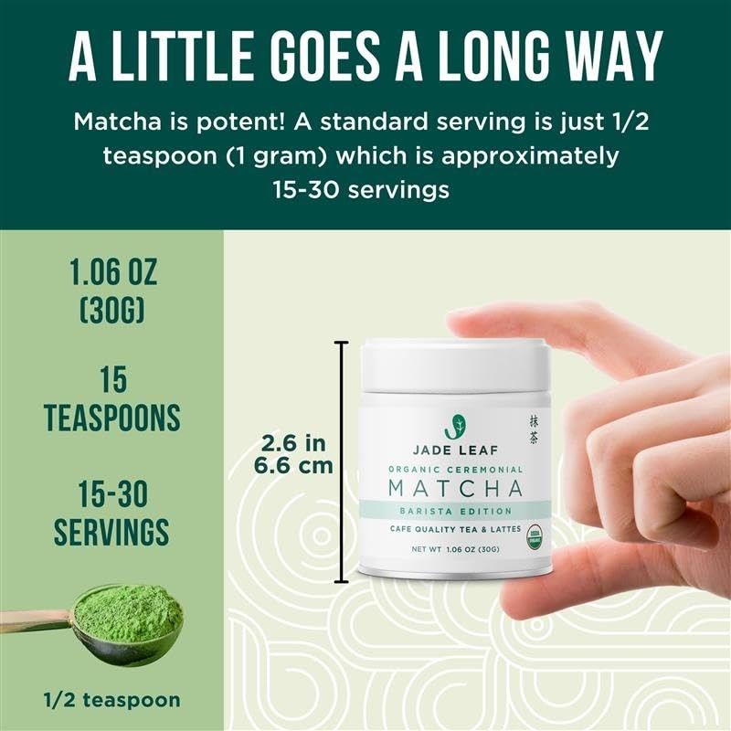 Jade Leaf Matcha Organic Barista Blend Ceremonial Grade Matcha Green Tea Powder