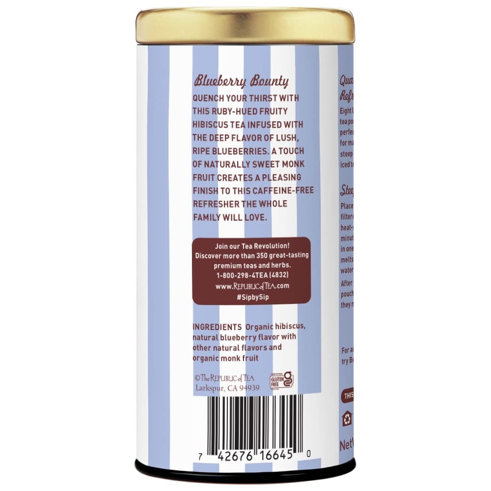 – Blueberry Hibiscus Iced Tea, 8 Tea Bags, Herbal Tea, Caffeine Free