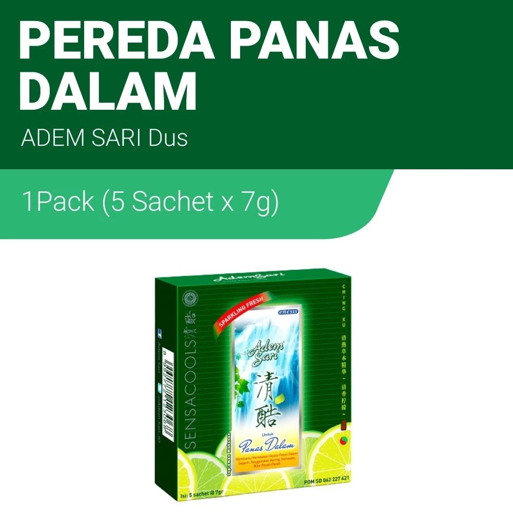 1 Pack Adem Sari Herbal Cooling Drink 7g x5 Sachets Soothes Sore Throat & Ulcers
