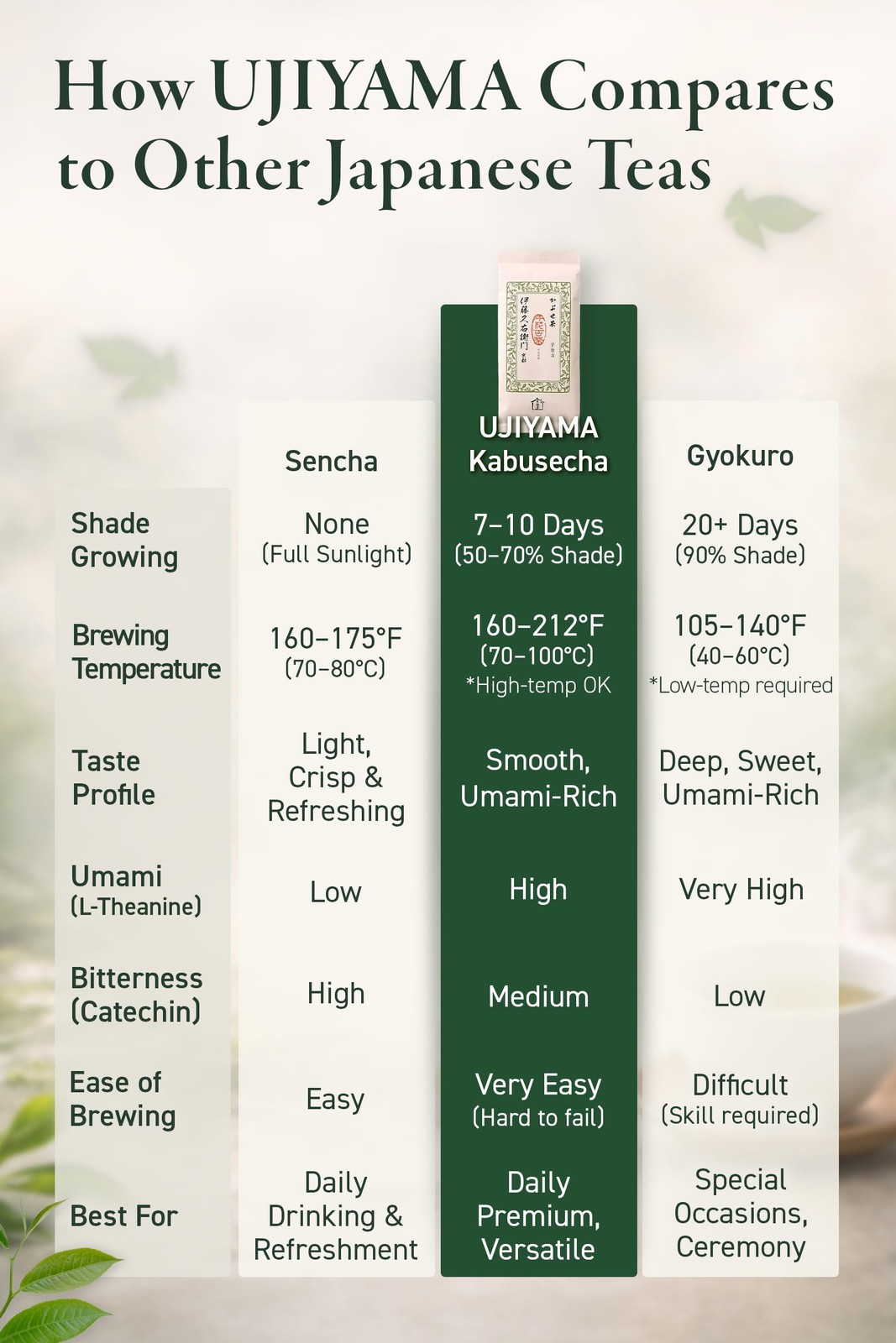 KYOTO Uji Kabusecha Green Tea UJIYAMA, 0.17 lb Premium Japanese Loose Leaf Te…