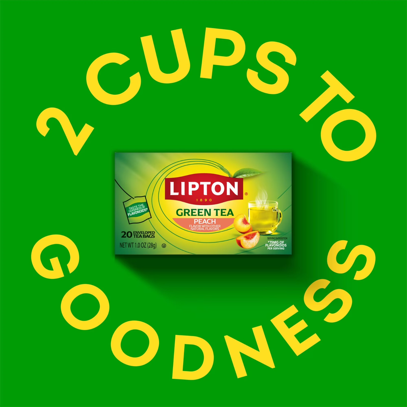 Lipton Peach Green Tea Bags, 20 Count
