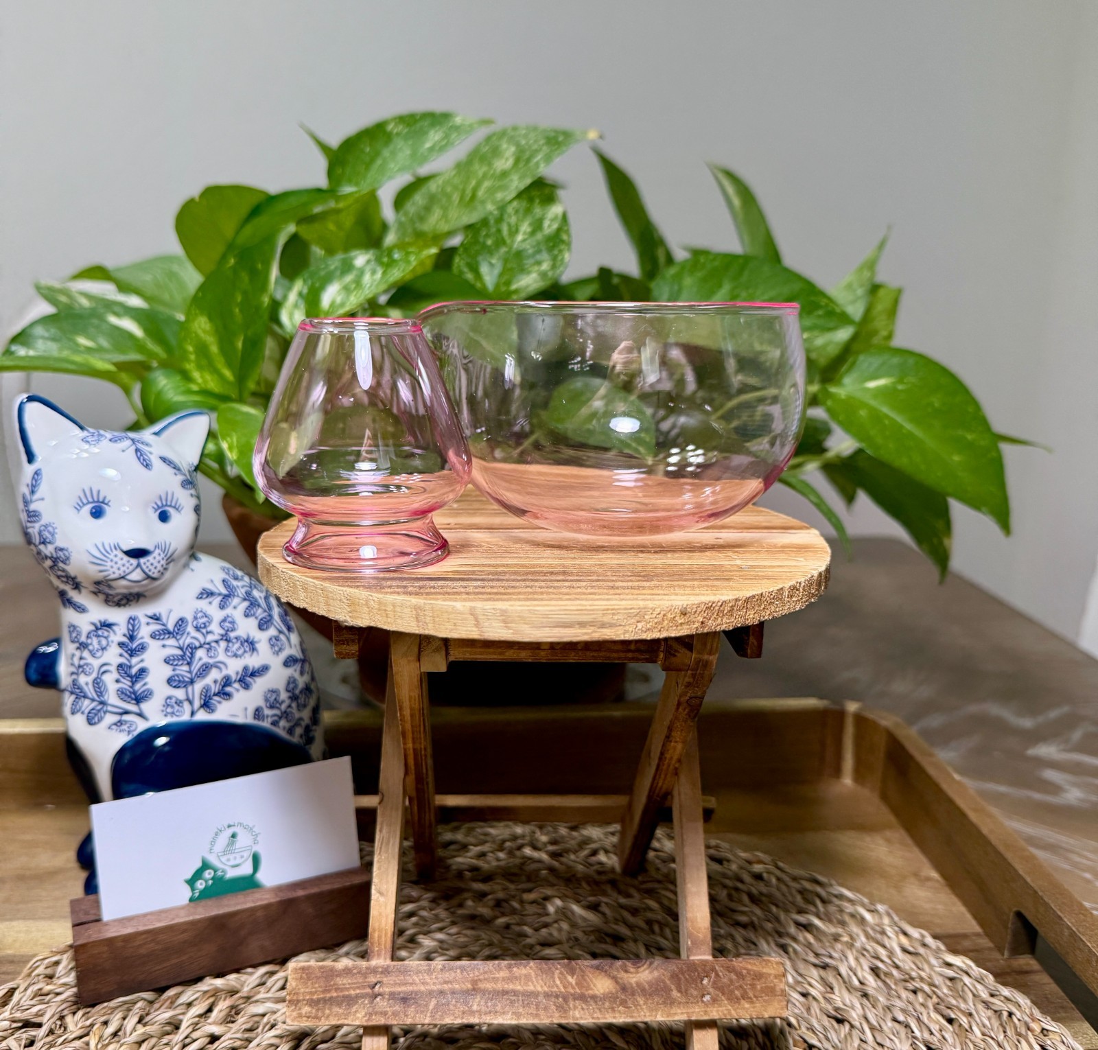 US SELLER – Glass Matcha Set | Chawan Matcha Bowl and Whisk Holder