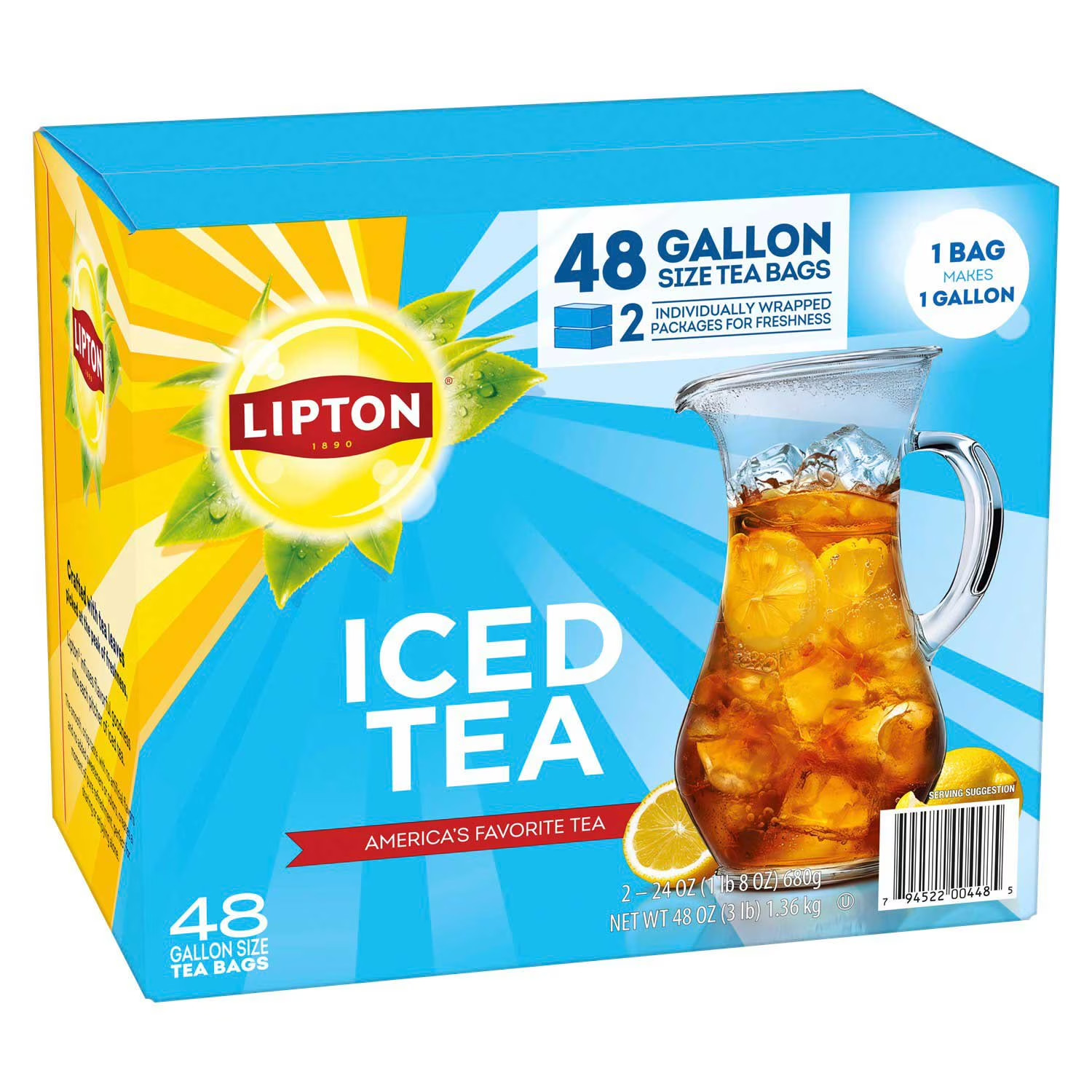 Lipton Iced Tea, Gallon Size Tea Bags, 48 ct. FRESH – FAST SHIPPING
