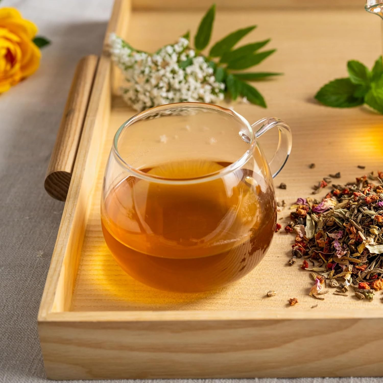 Yuzu Peach Green Tea – Organic Loose Leaf Green & Herbal Blend, Naturally Sweet