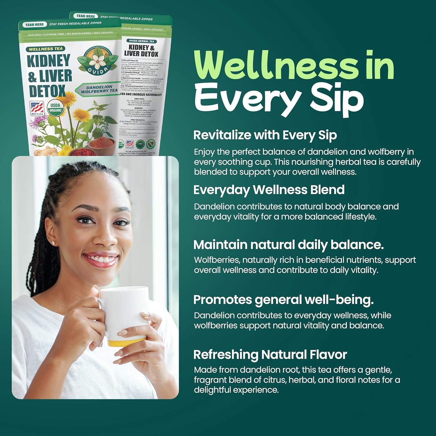Premium Liver Detox Tea Natural Kidney Health Tea Dandelion Wolfberry Herbal Tea
