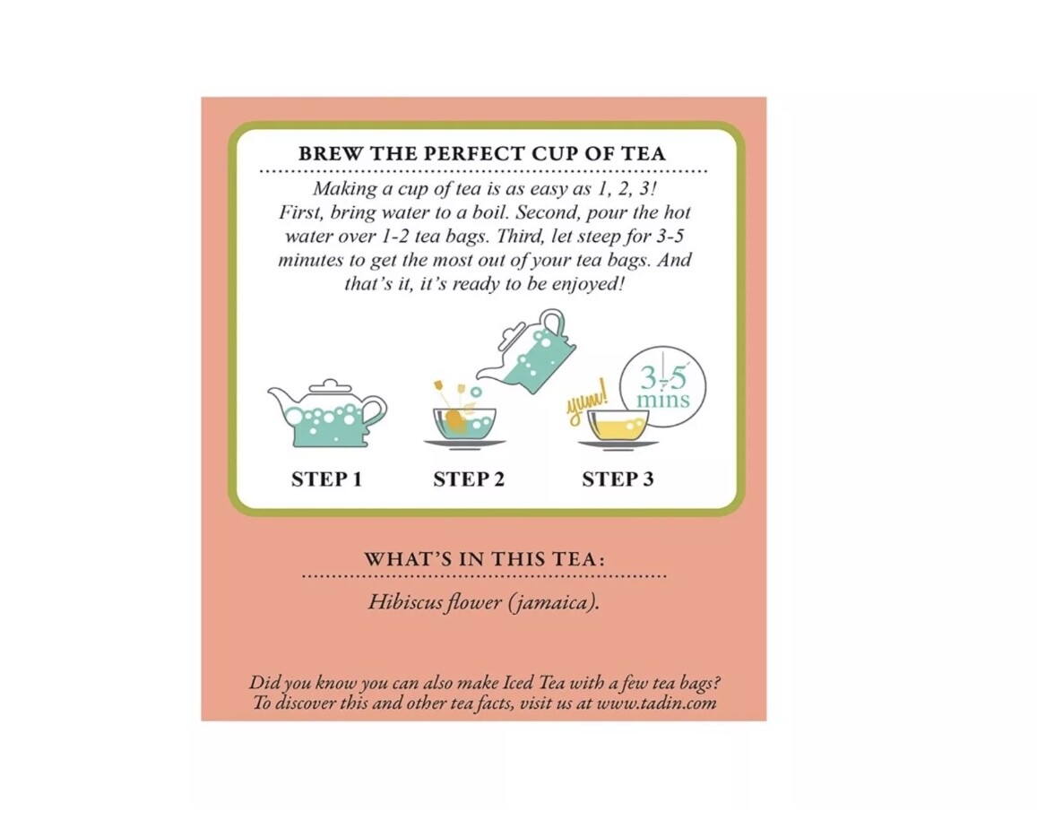 Tadin Hibiscus Herbal Tea with antioxidants (24 Bags each )