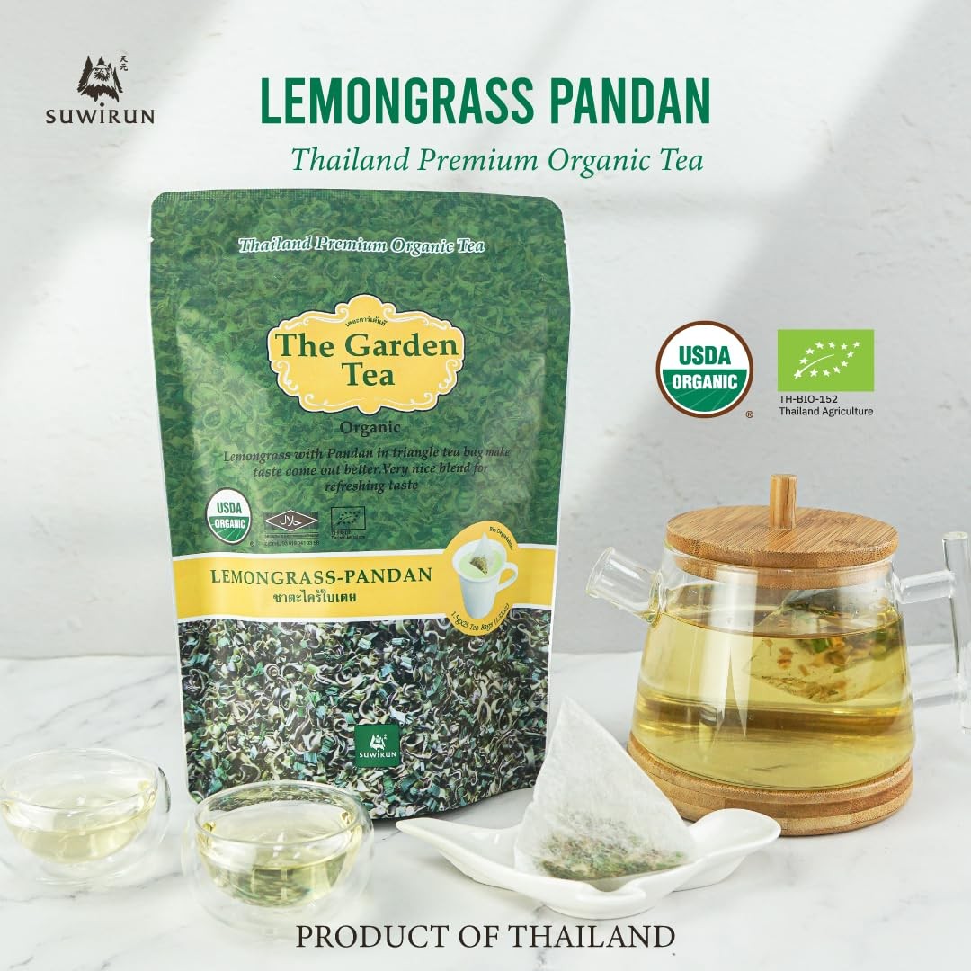 Organic Lemongrass & Pandan Tea 25 Bags – Product of Thailand – Aromatic Thai…