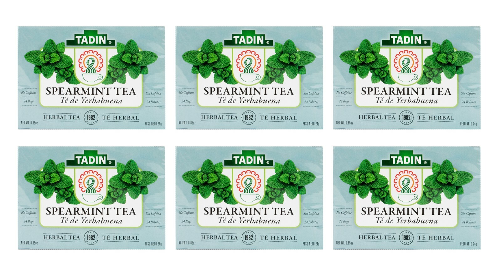 Tadin Spearmint Herbal Tea (Yerbabuena), Made in USA 24 Bags (6 BOXES) Exp 12/26