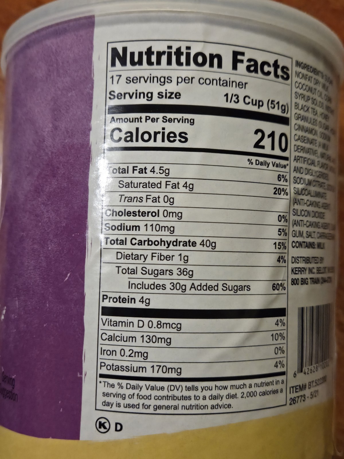 Big Train Vanilla Chai Tea Latte Beverage Mix, 1.9 Pound BB 8/2026