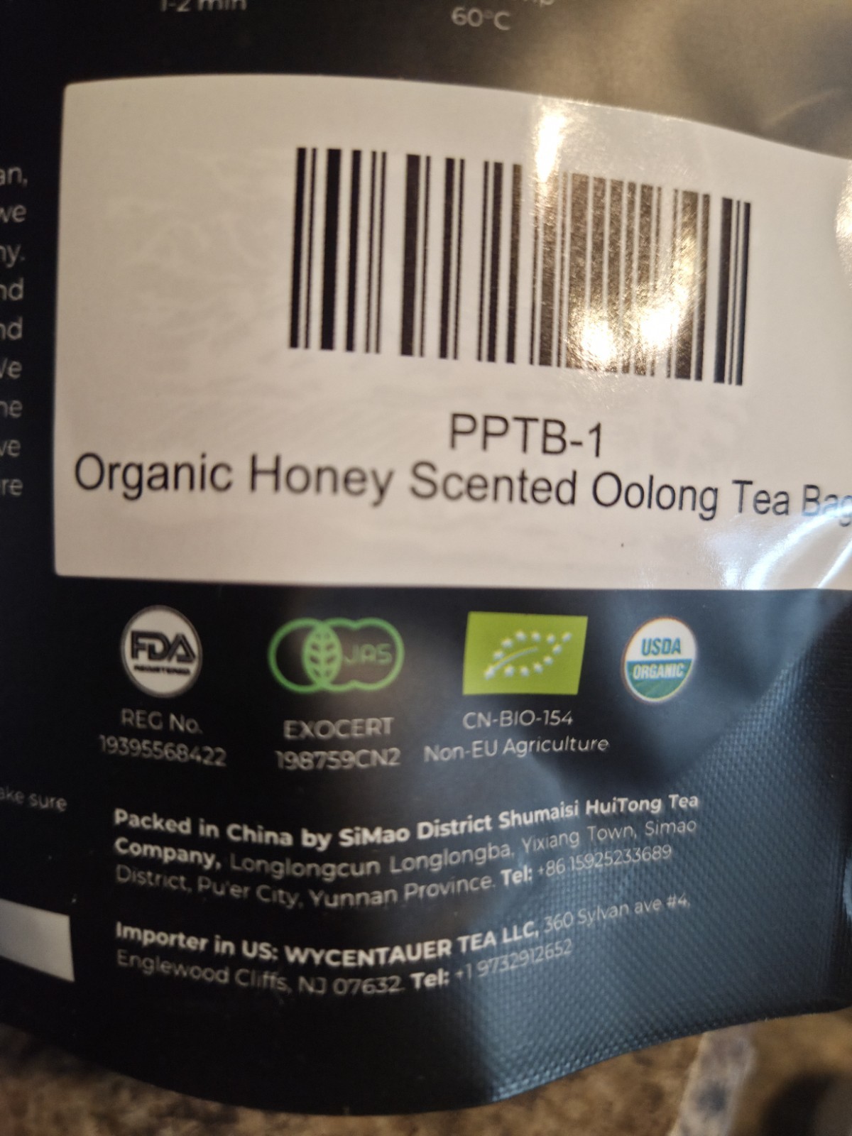 PlPl Organic Honey Scented Oolong Tea Bags New 20 Servings 3g per 250ml