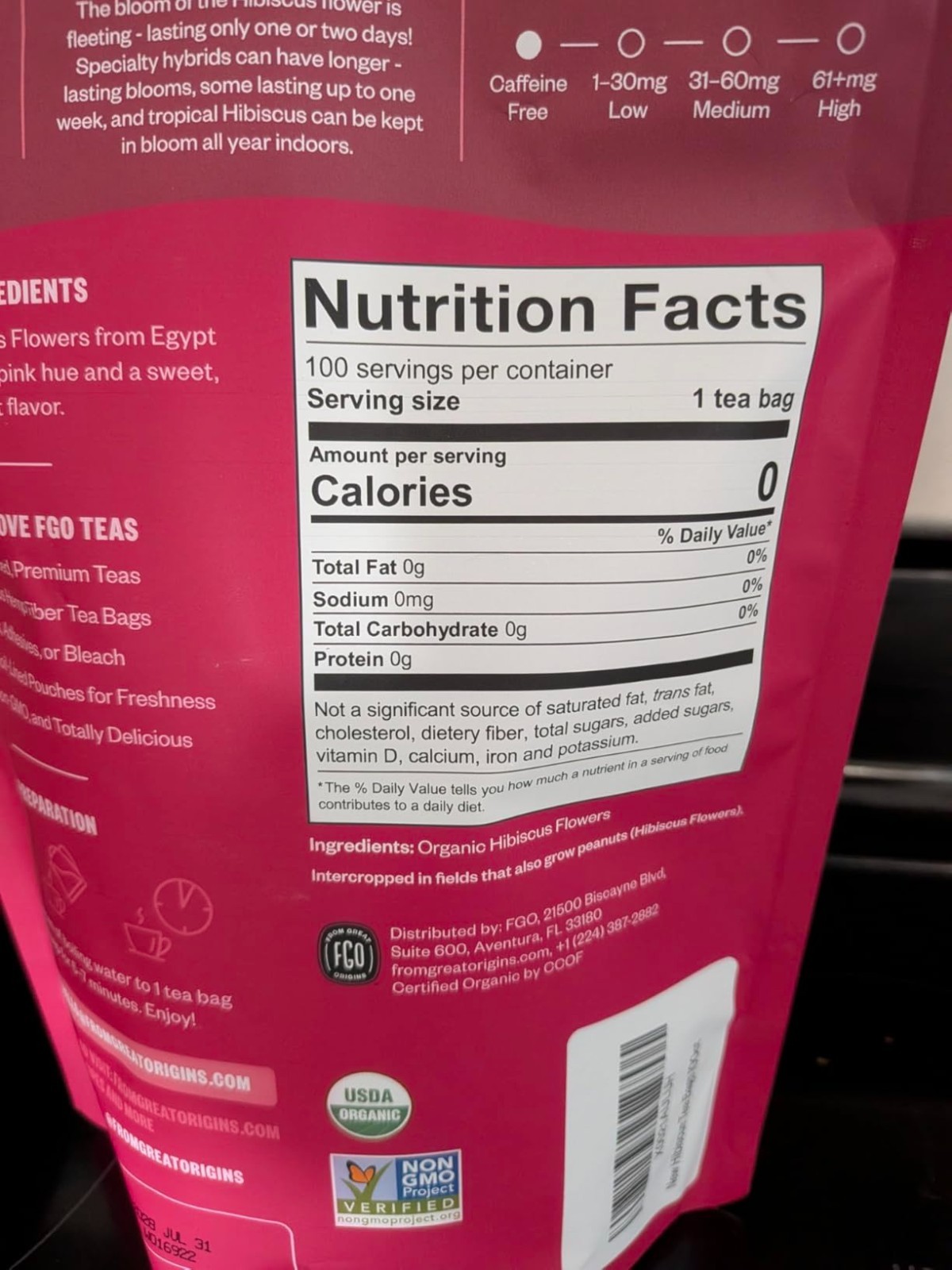 Eco-Conscious 100 Count Organic Hibiscus Tea – Sweet & Tart Caffeine-Free Bliss